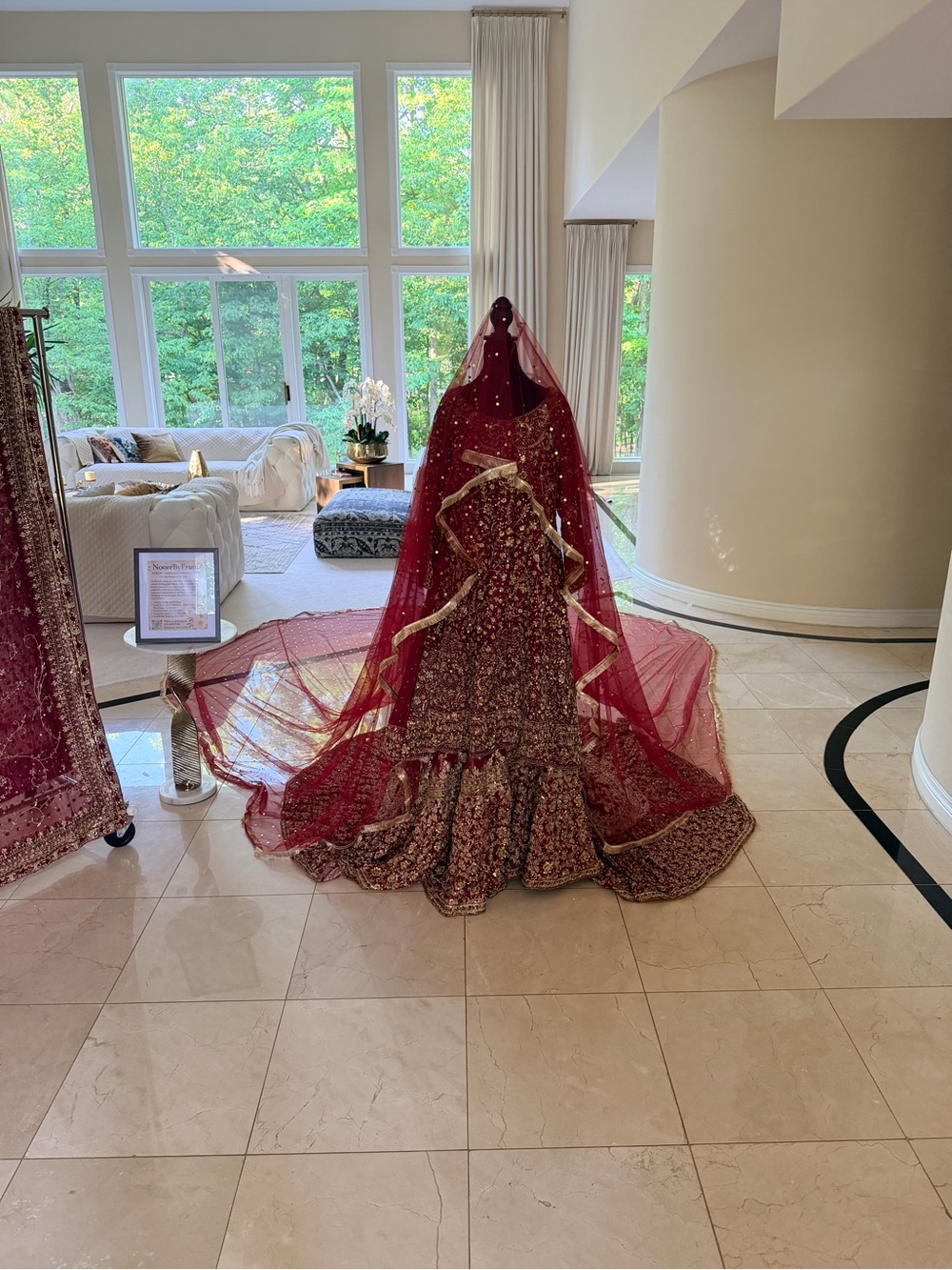 Embroidered Red Bridal Lehenga with Veil
